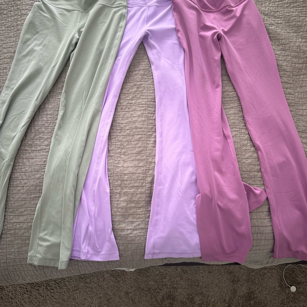 Athleta Kids Leggings in Sage, Lavender, and Rose